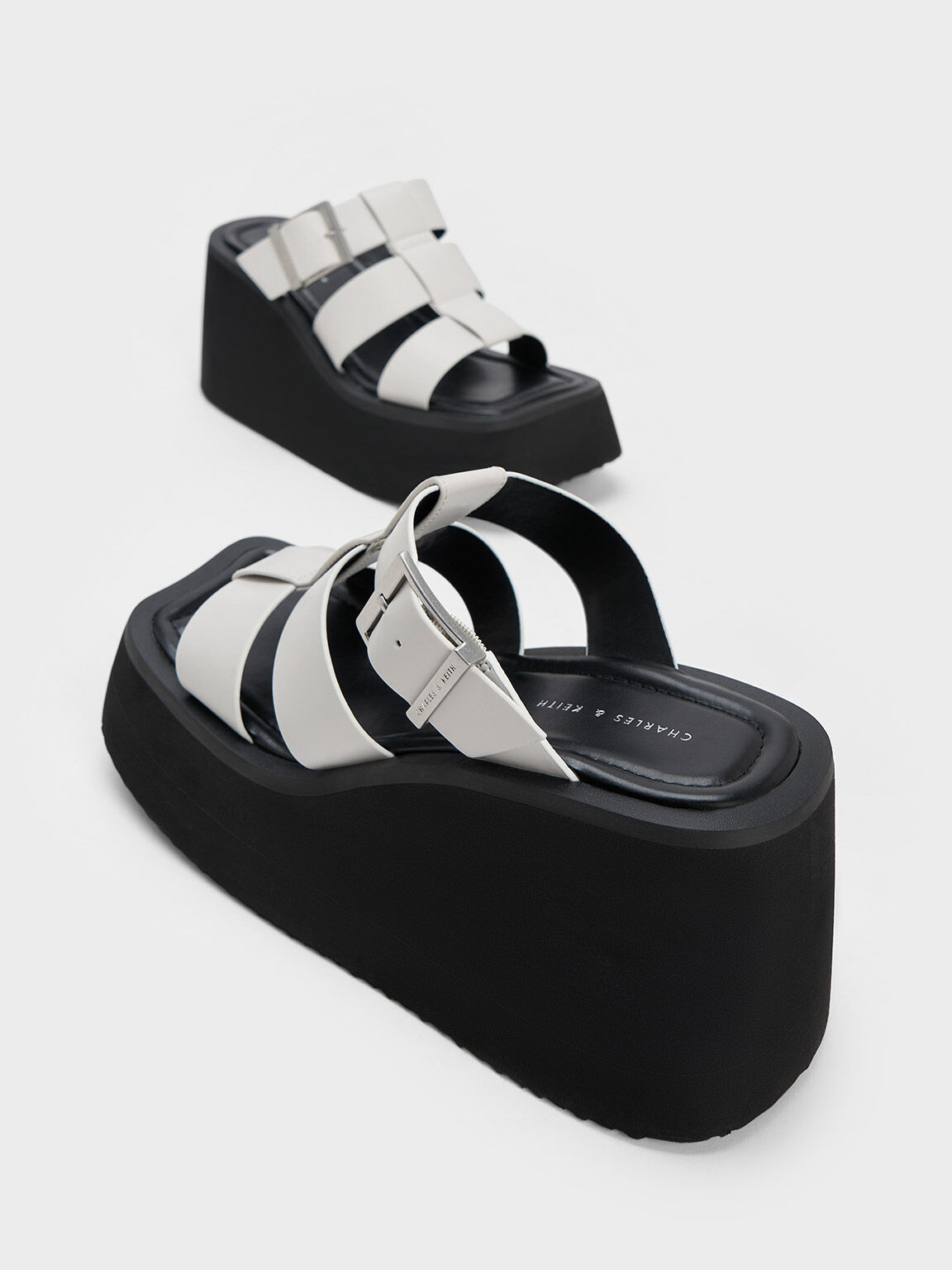 White Nylon Knotted Flatform Sandals - CHARLES & KEITH MX