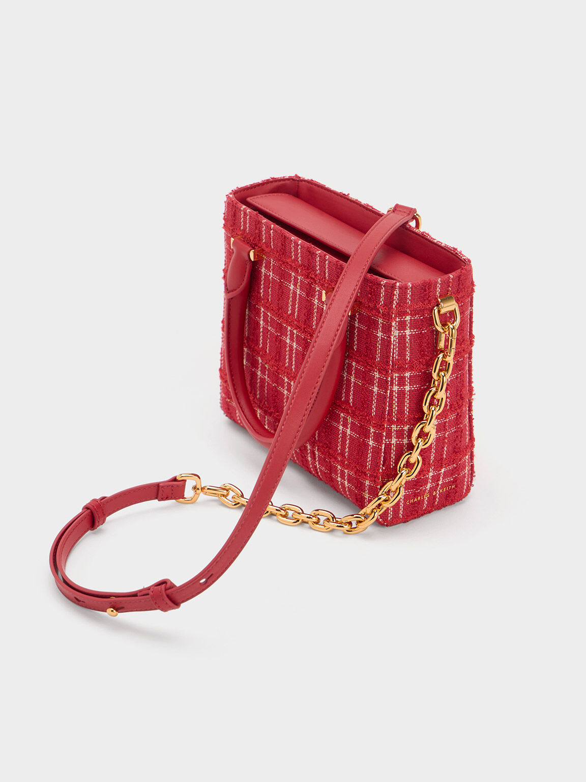 Red Cayce Tweed Hobo Bag - CHARLES & KEITH US