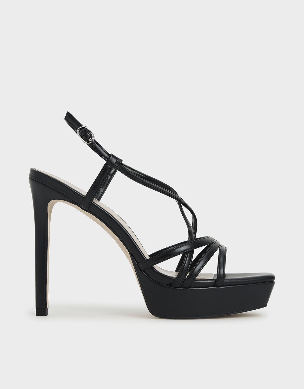 black strappy platform heels