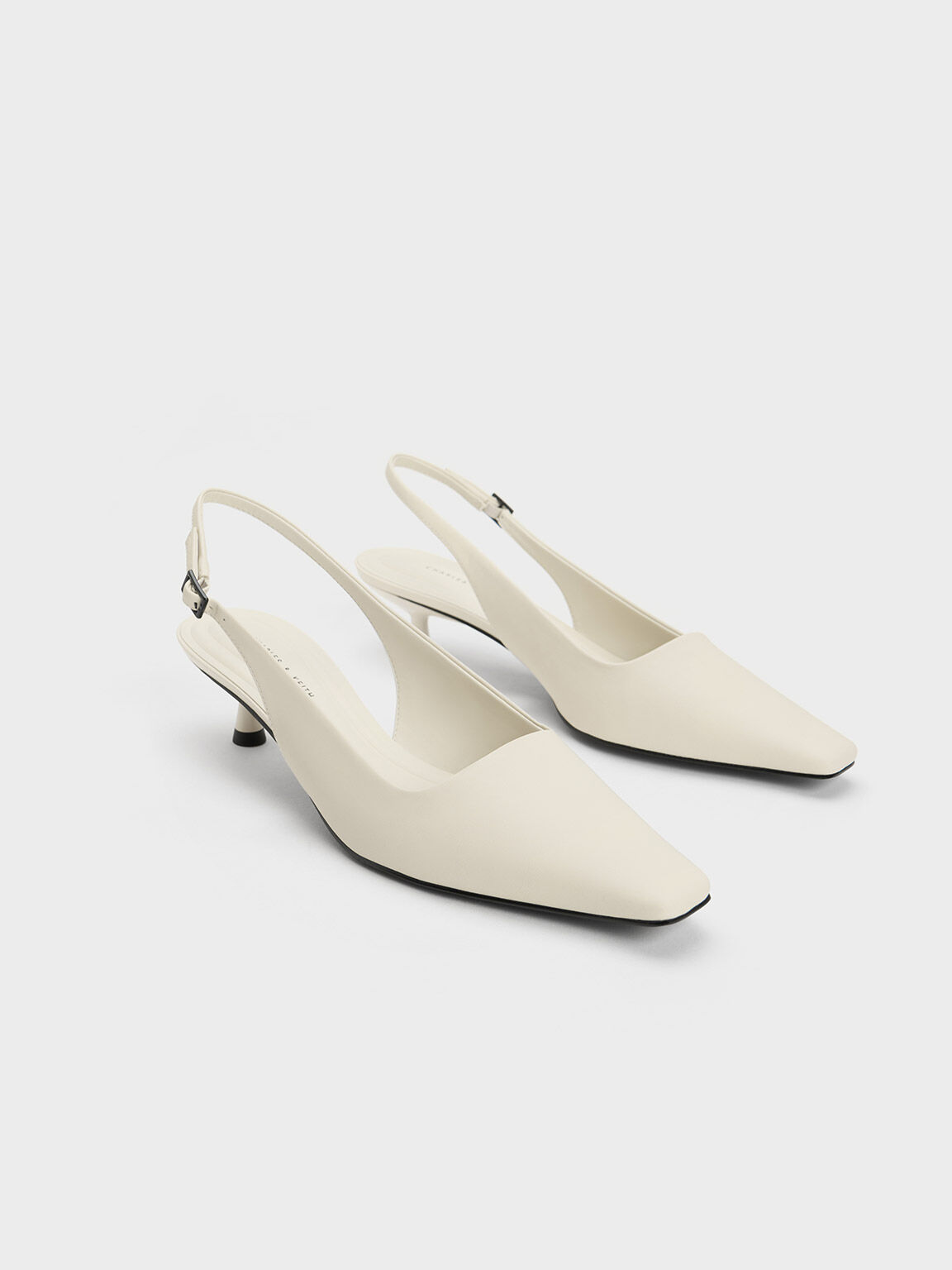 Vita Square-Toe Slingback Pumps, Chalk, hi-res