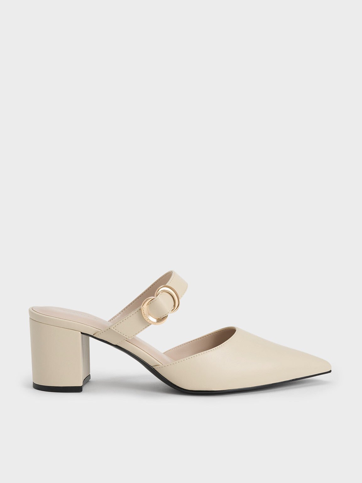 Chalk Metallic Accent Pointed-Toe Pumps - CHARLES & KEITH US