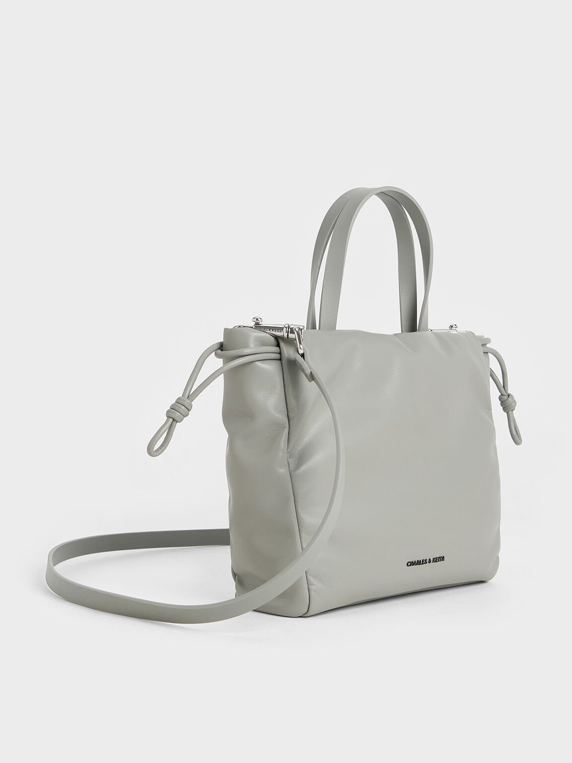 Mini Bethel Ruched Drawstring Tote Bag, Grey, hi-res