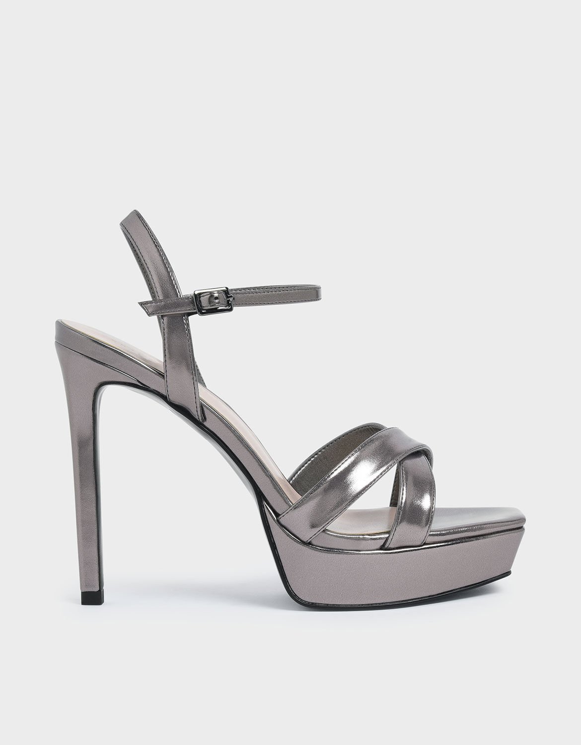 pewter platform heels