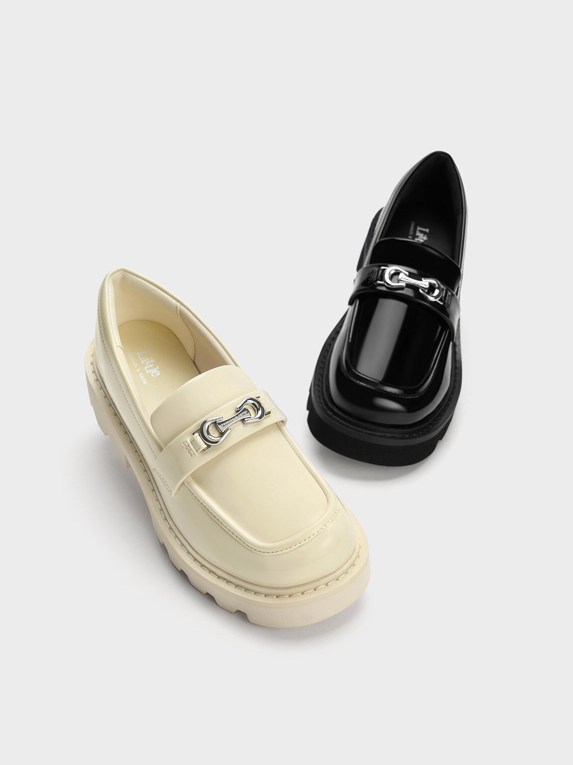 Girls' Metallic Accent Chunky Loafers - Black Box