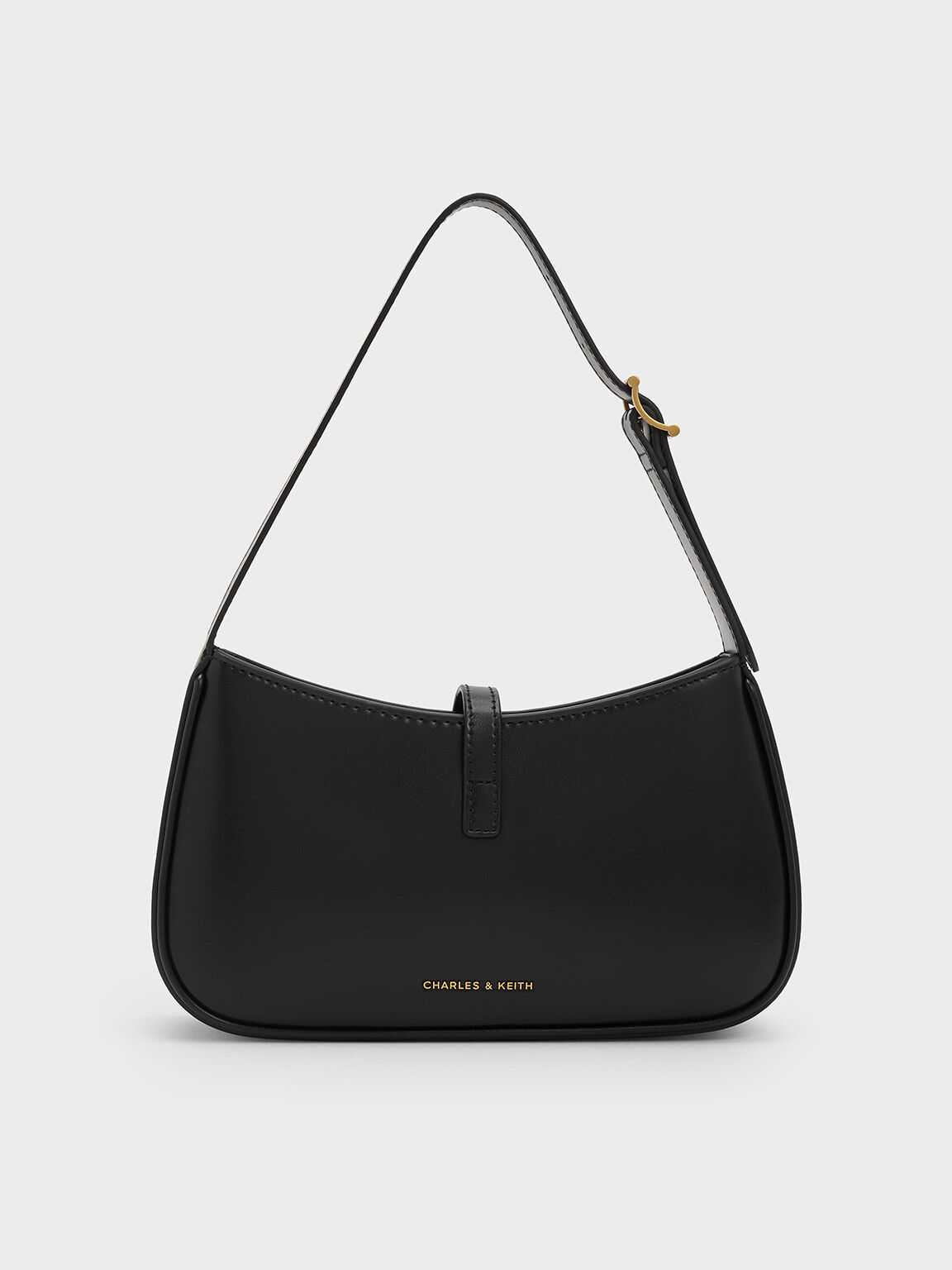 Black Cesia Metallic Accent Shoulder Bag - CHARLES & KEITH TW