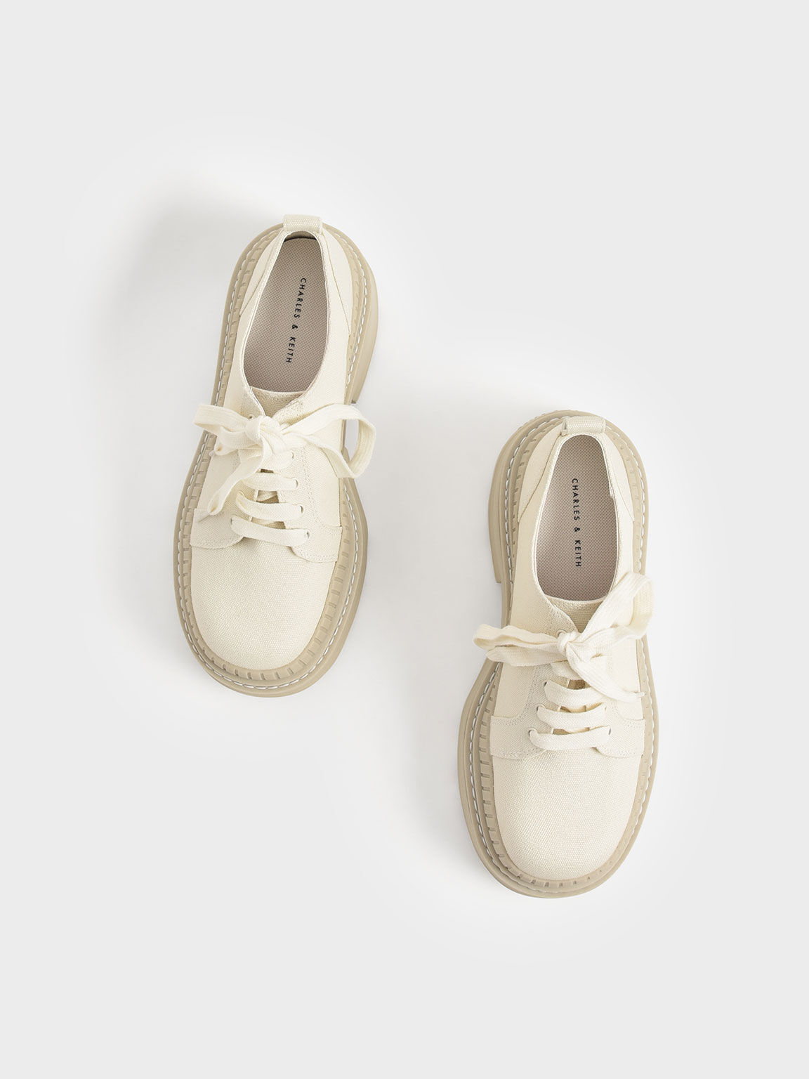 Chalk Canvas Low-Top Chunky Sneakers - CHARLES & KEITH KW