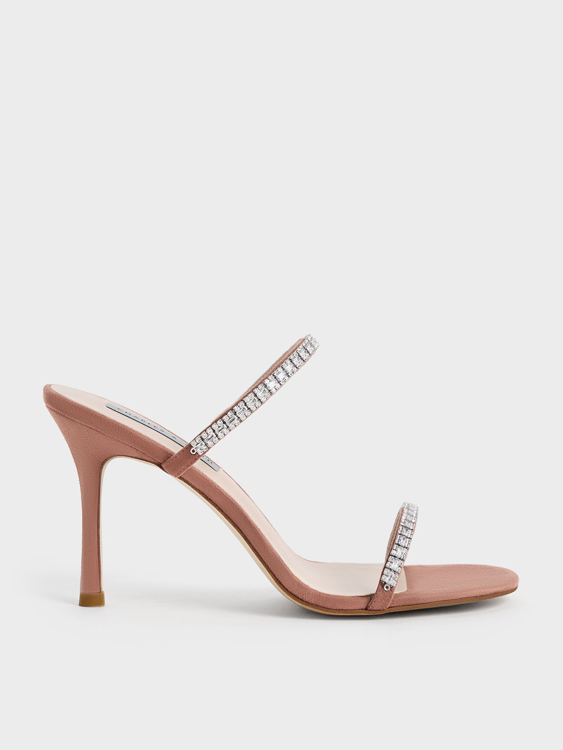 Ambrosia Textured Gem-Embellished Heeled Mules, Nude, hi-res