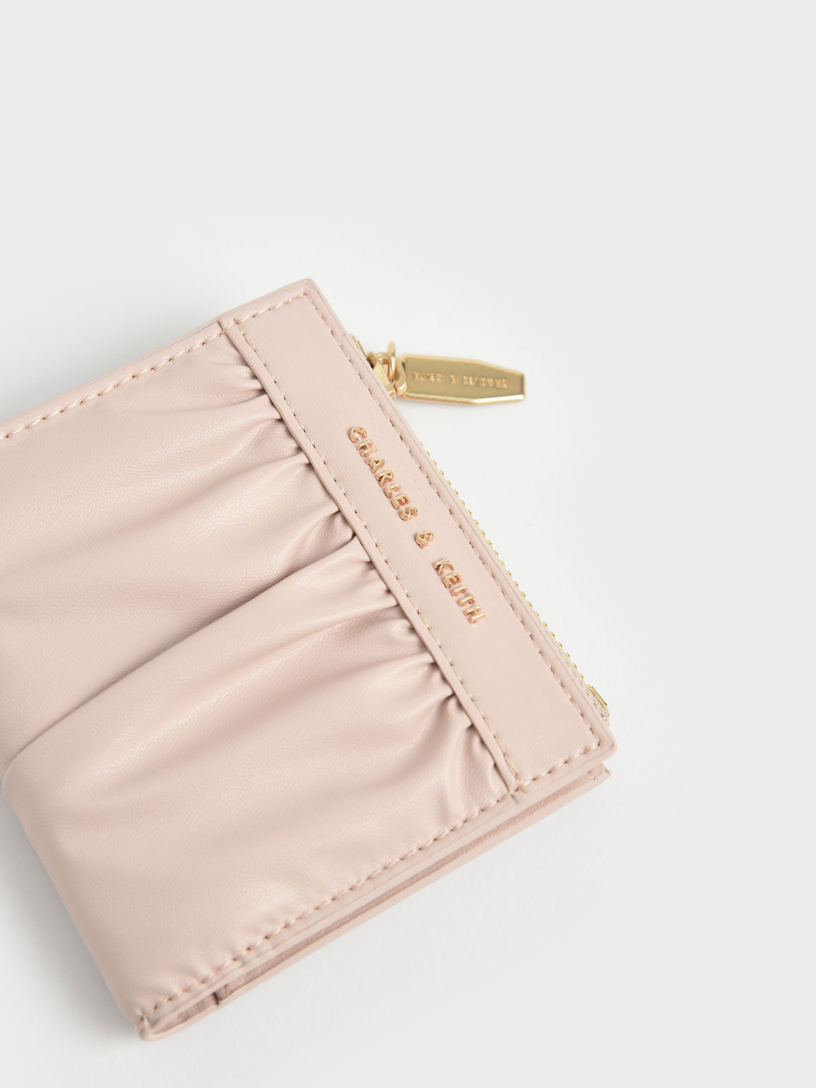 Light Pink Thea Ruched Short Wallet - CHARLES & KEITH International
