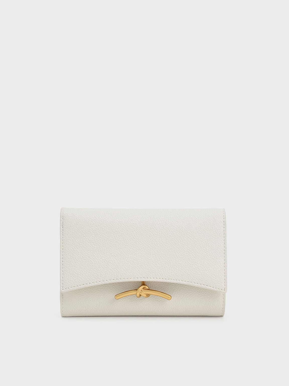 Cream Huxley Metallic-Accent Front Flap Wallet - CHARLES & KEITH MY
