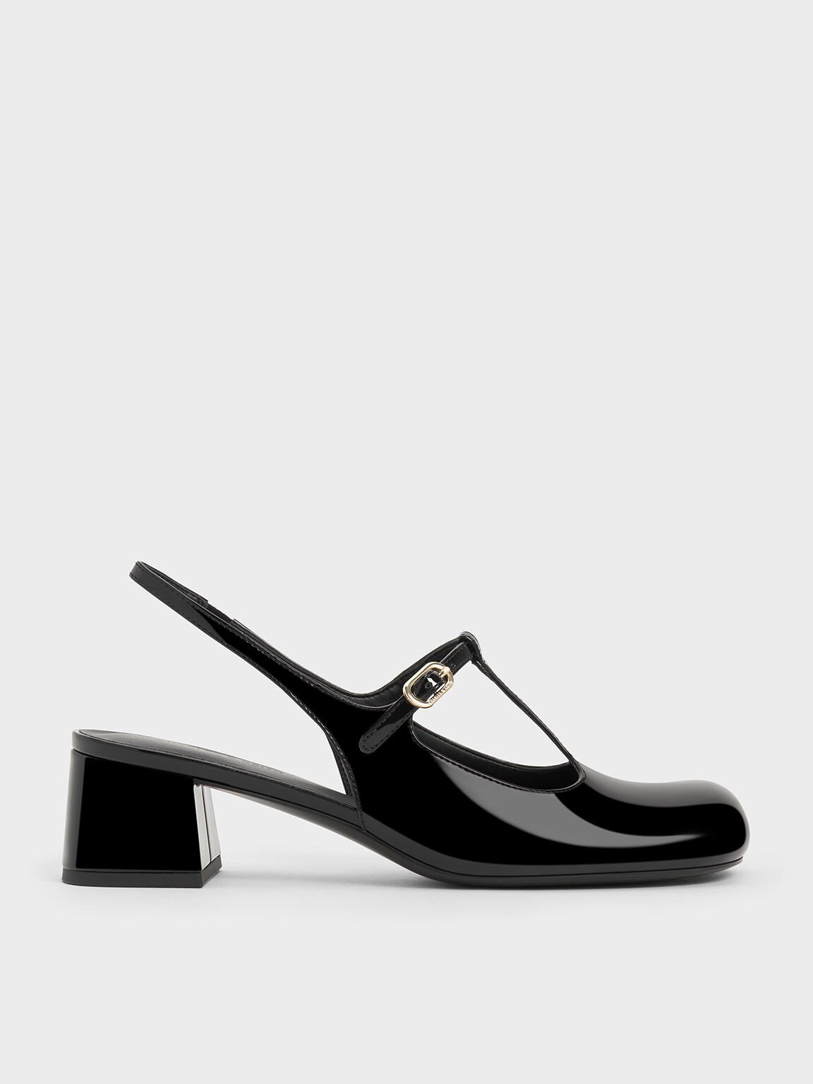 T-Bar Slingback Mary Jane Pumps, Black Box, hi-res