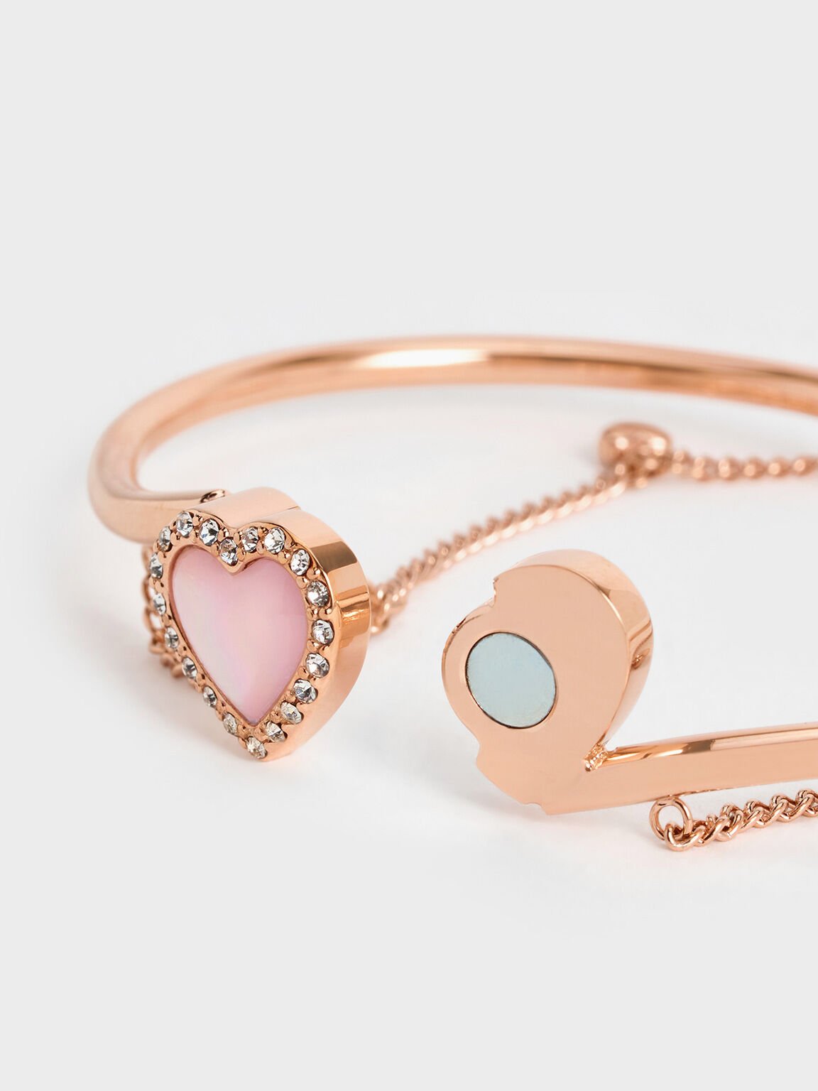 Annalise Crystal Heart-Stone Cuff Bangle, Rose Gold, hi-res