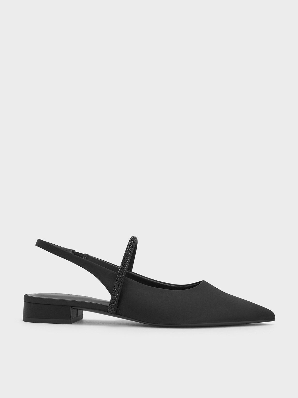 Recycled Polyester Bow Ballet Flats - Black Textured