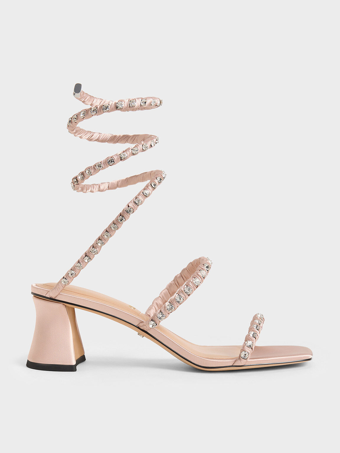 Goldie Recycled Polyester Gem-Encrusted Spiral Sandals, Light Pink, hi-res