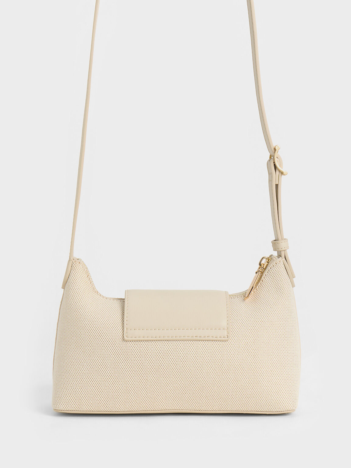 Arwen Canvas Belted Shoulder Bag, Beige, hi-res