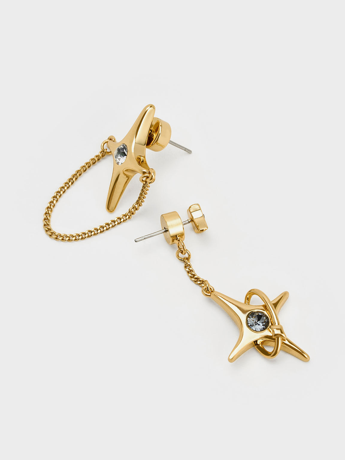 Gold Estelle Star Crystal Mismatch Drop Earrings - CHARLES & KEITH US