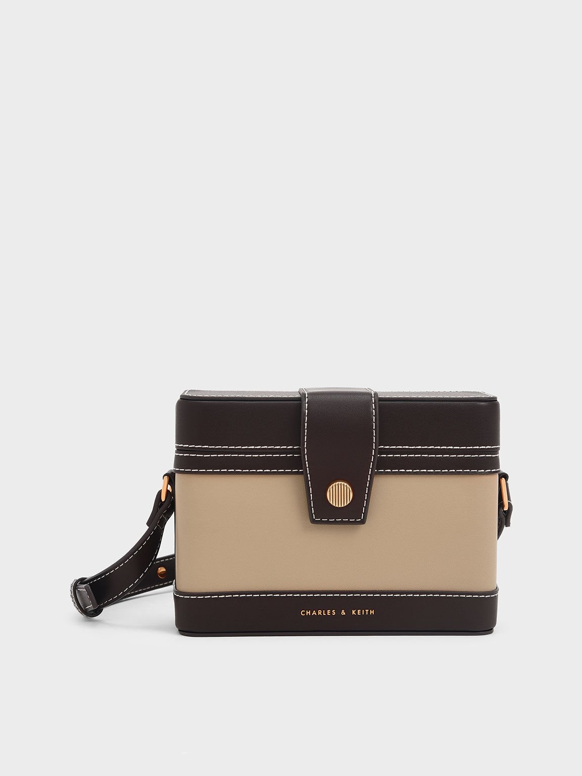 Bronte Contrast-Trim Boxy Crossbody Bag, Sand, hi-res