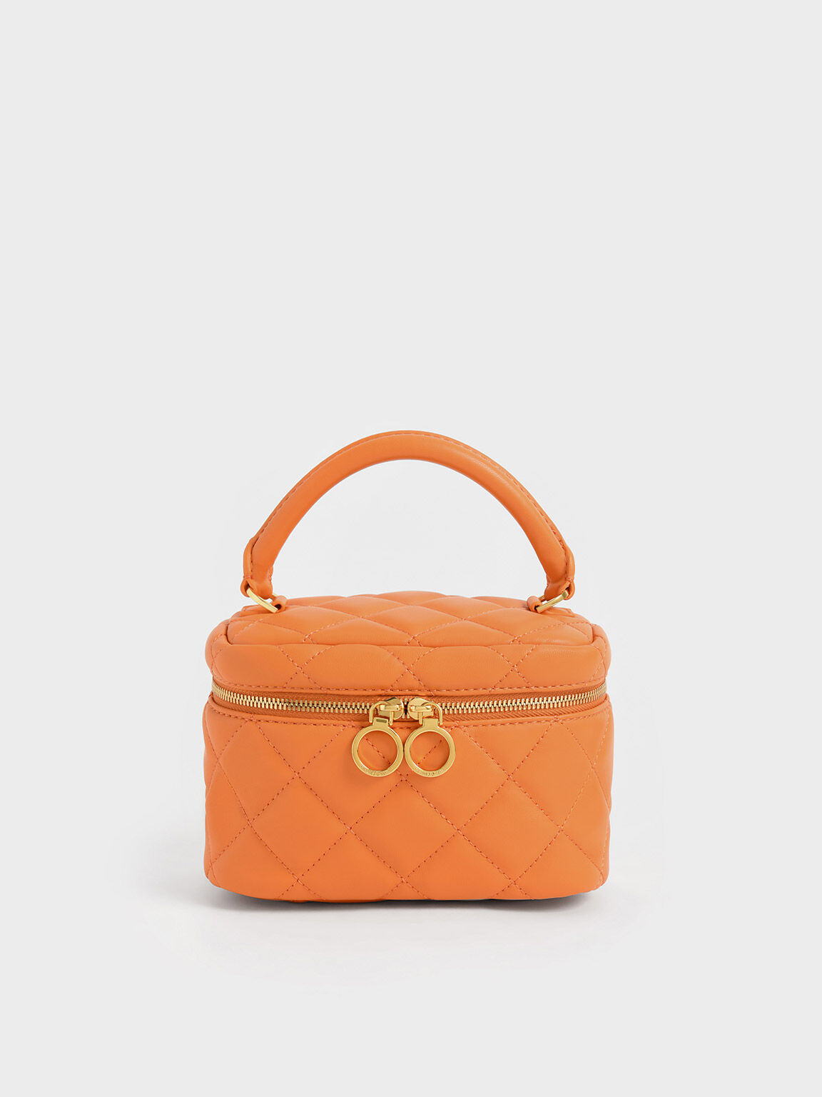 Orange Quilted Two-Way Zip Mini Bag - CHARLES & KEITH US