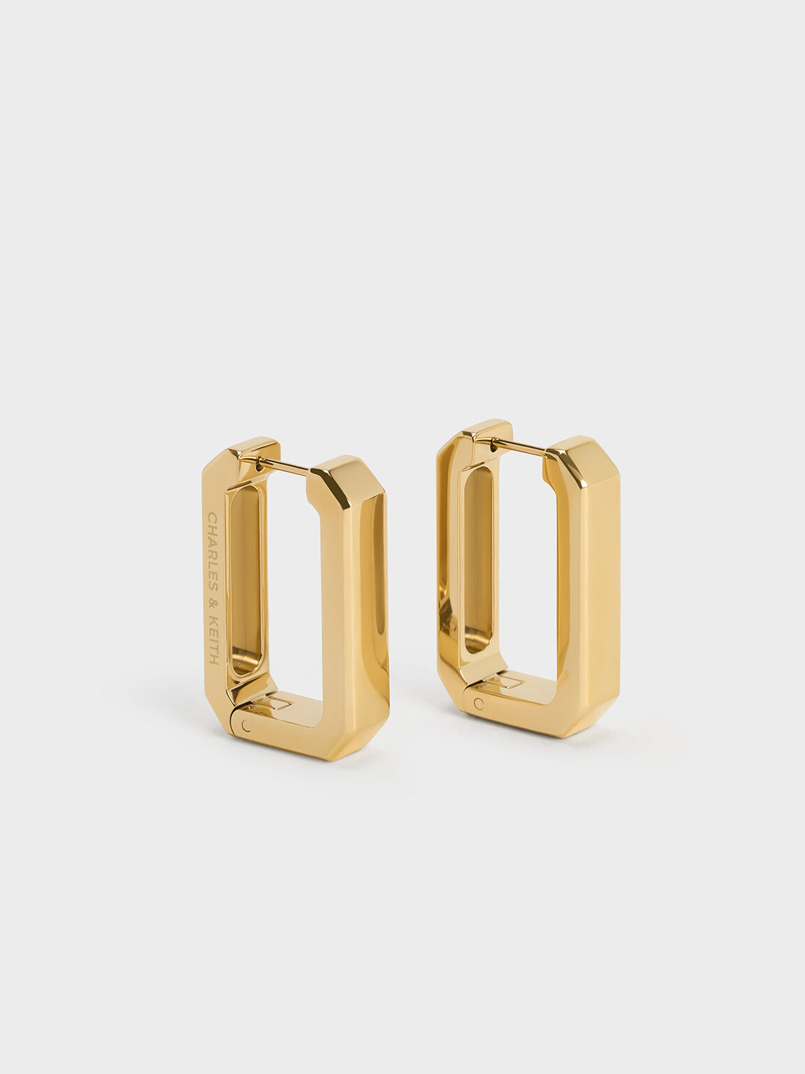 Keziah Rectangle Hoop Earrings, Gold, hi-res