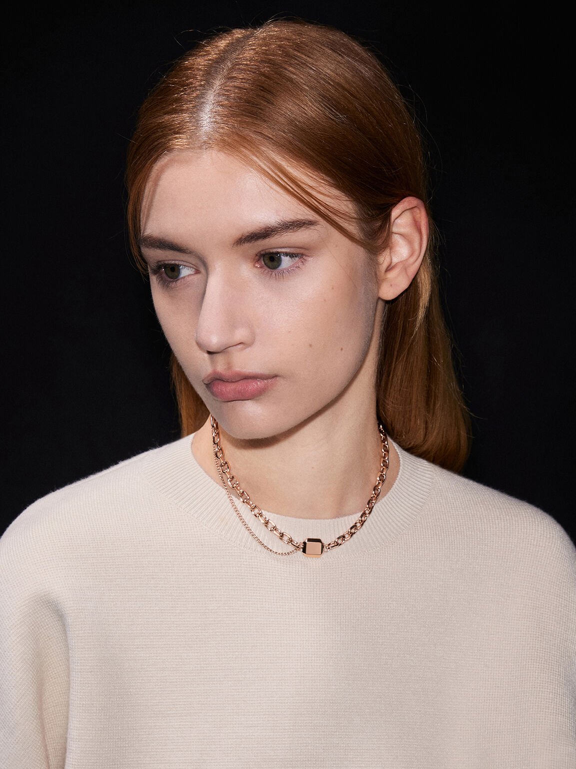 Keziah Double Chain-Link Choker Necklace, Rose Gold, hi-res