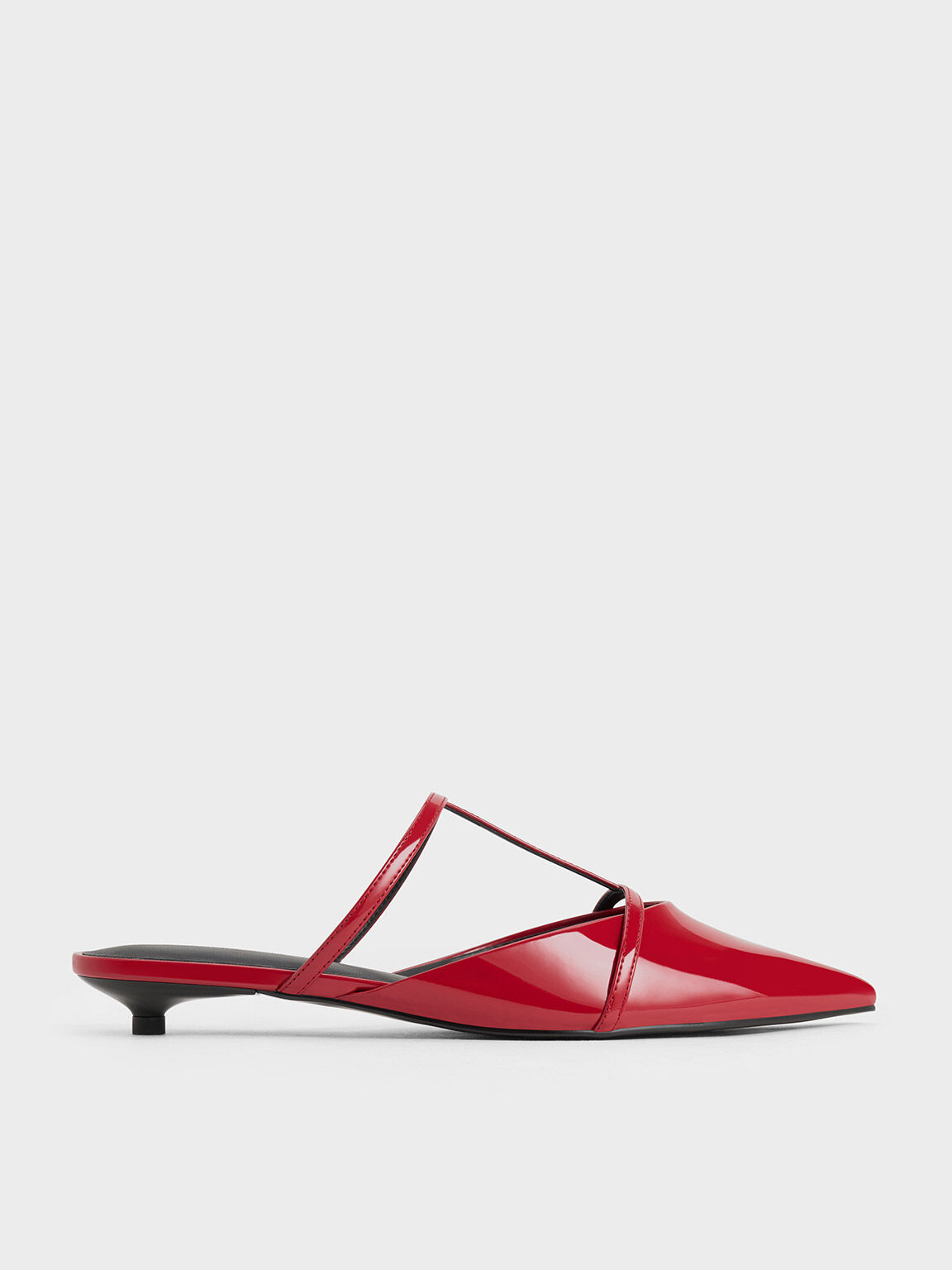 Clara T-Bar Pointed-Toe Mules, Red, hi-res