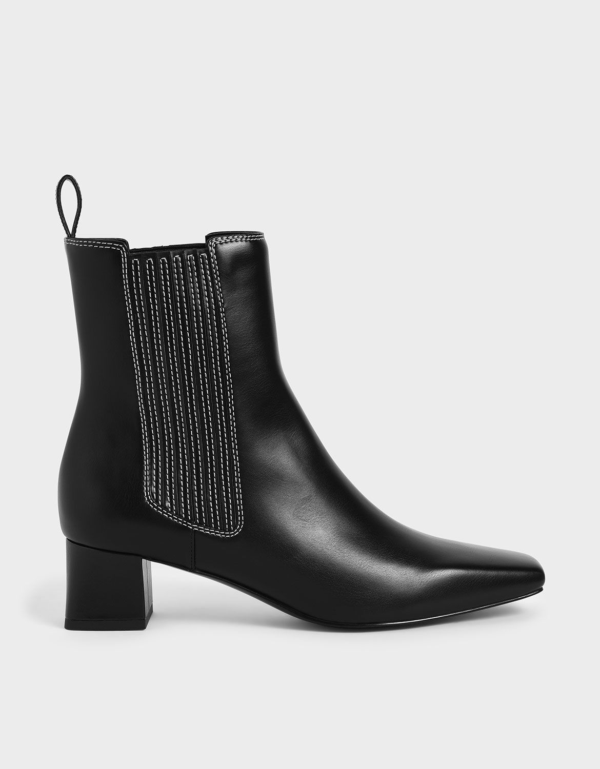 Black Stitch Trim Ankle Boots Charles Keith Sg