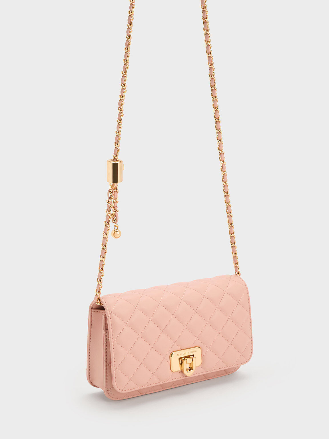 Pink Cressida Quilted Push-Lock Clutch - CHARLES & KEITH SG