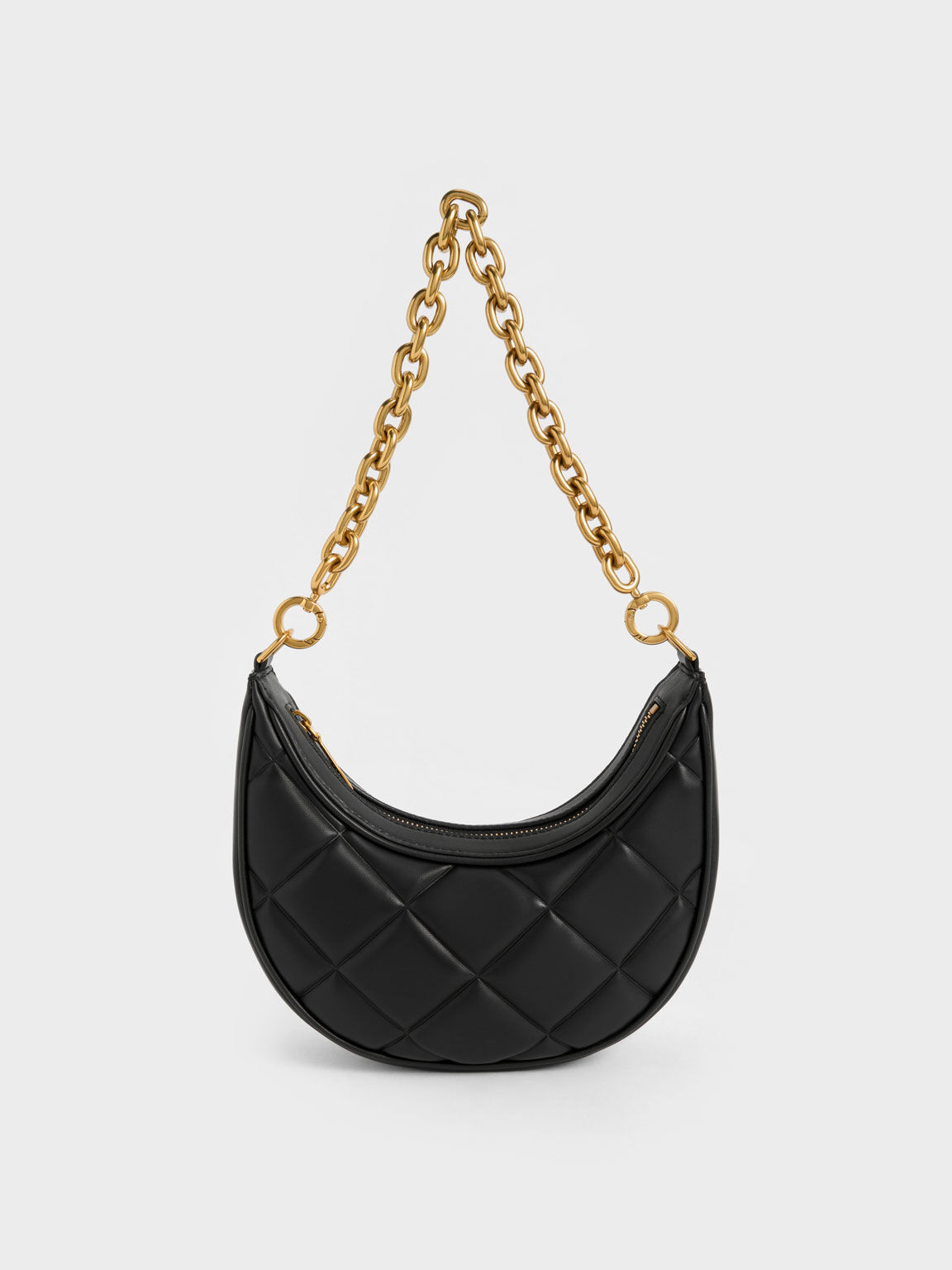 Bonnie Chain-Handle Crescent Bag - Black