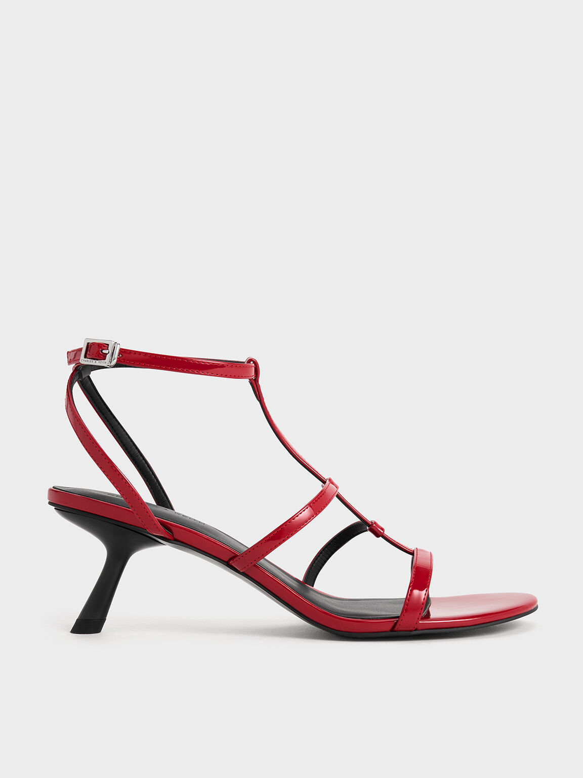 Clara Asymmetric T-Bar Sandals, Red, hi-res