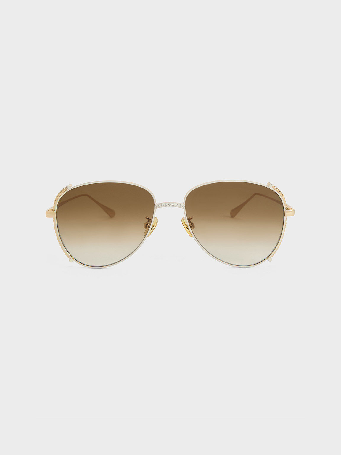 White KEITH Gem-Embellished US Aviator & - CHARLES Sunglasses Wireframe