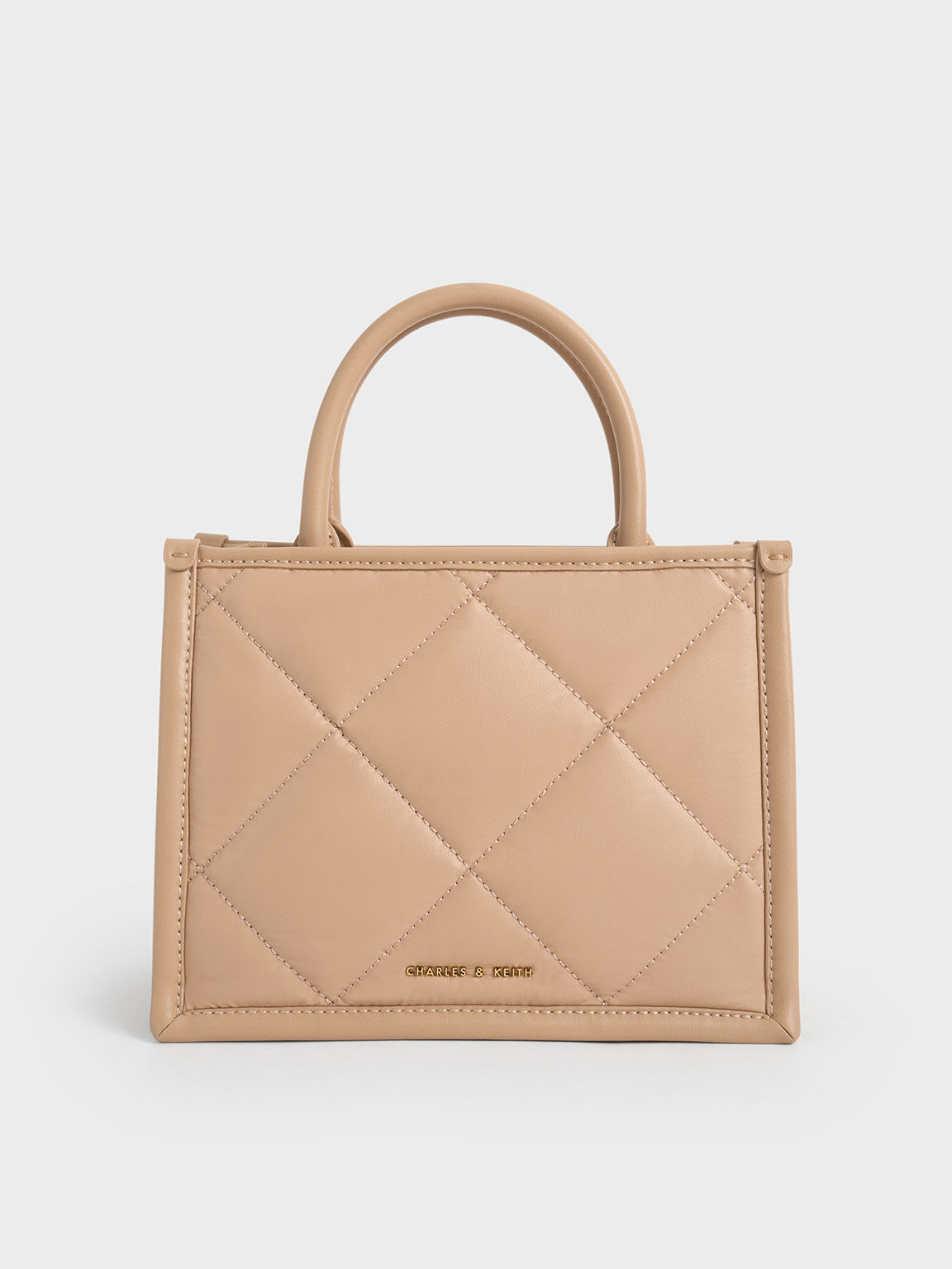 Bolso tote acolchado Celia, Beige, hi-res