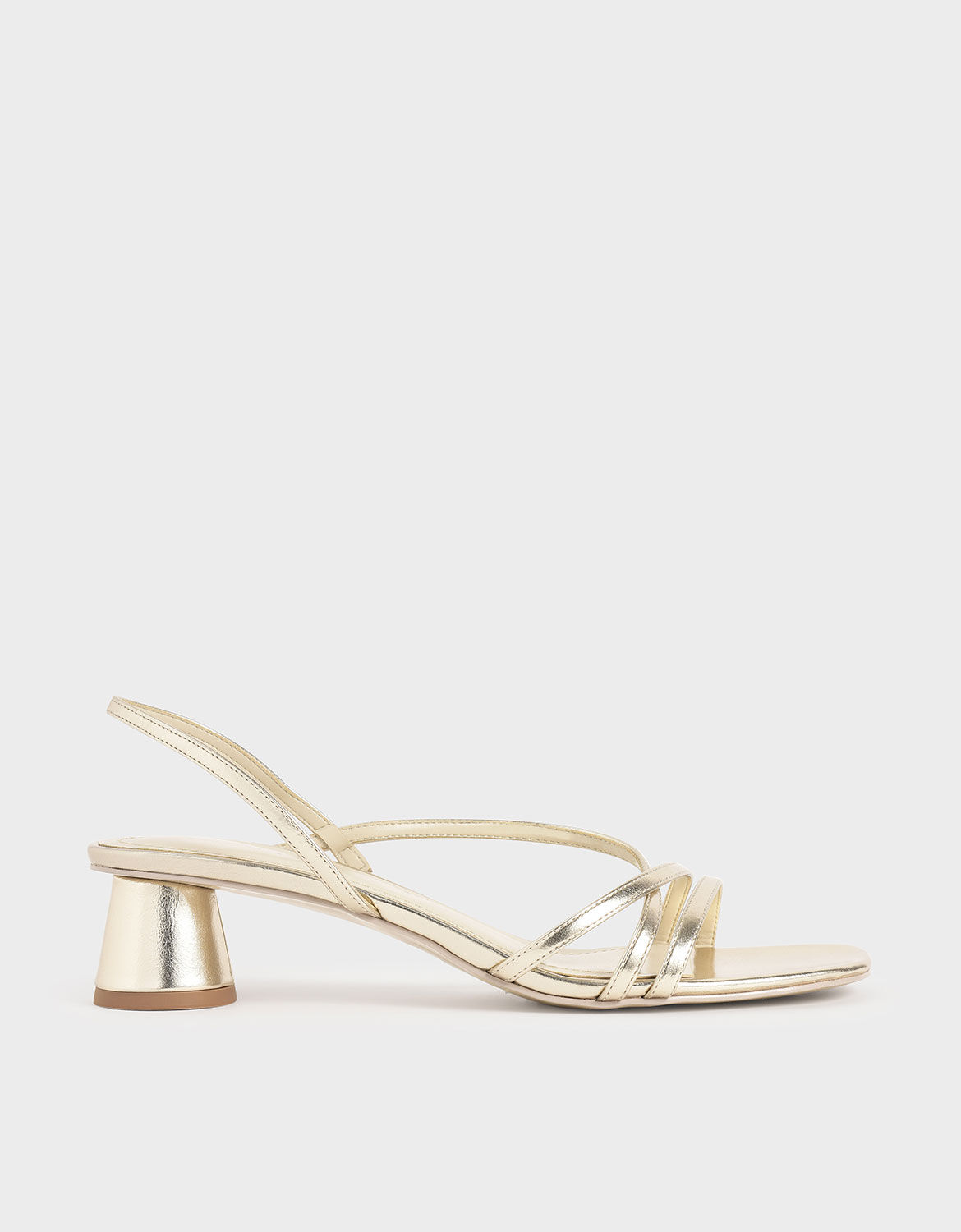 Gold Metallic Strappy Cylindrical Heel 