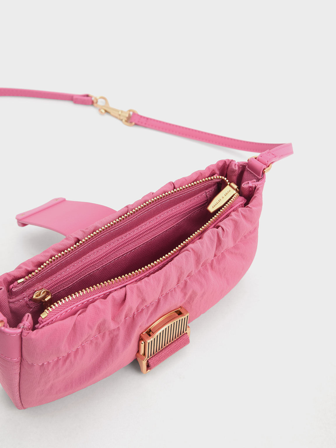 Pink Aspen Ruched Phone Pouch - CHARLES & KEITH International