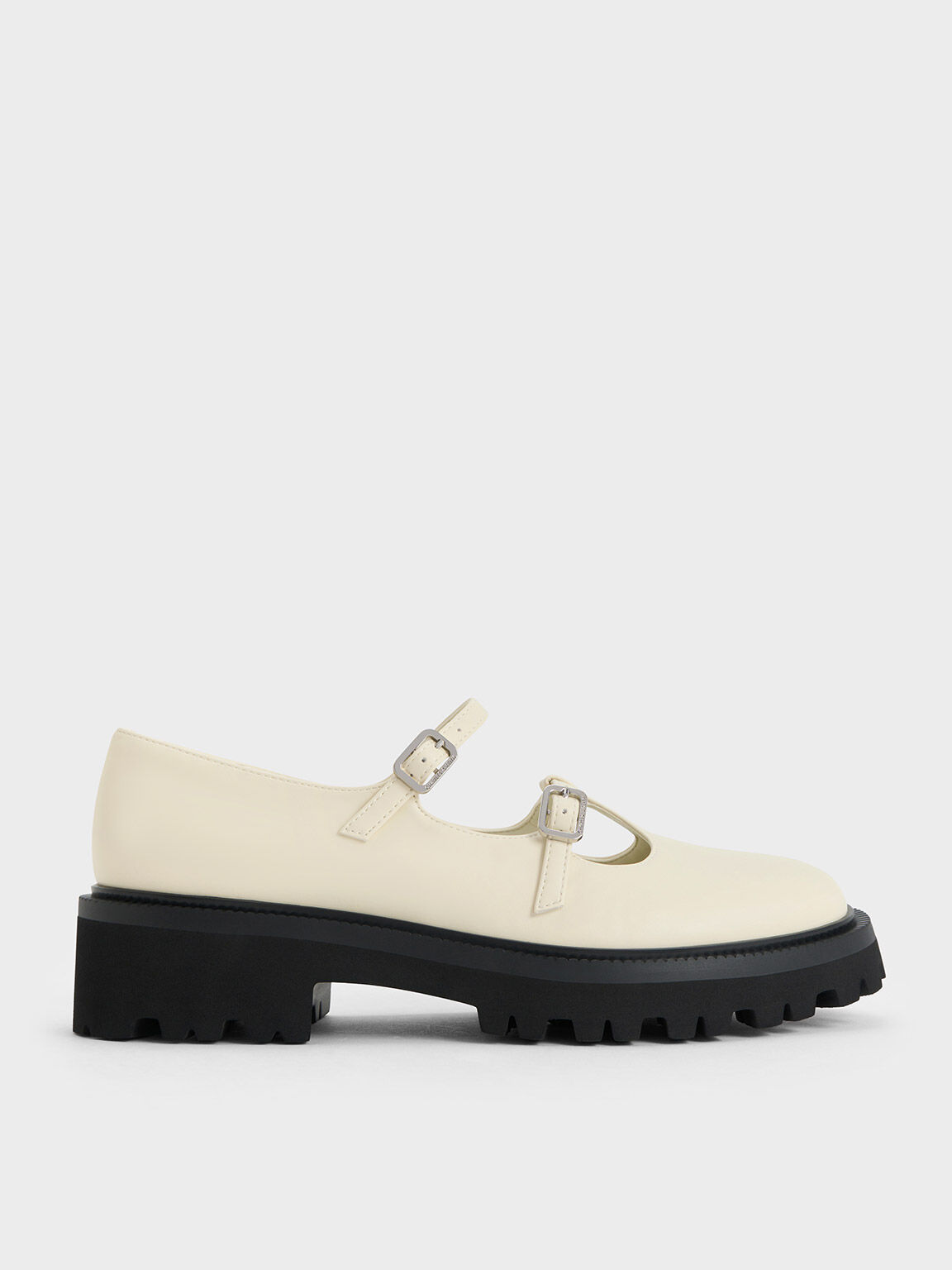 Chalk Double-Strap T-Bar Chunky Mary Janes - CHARLES & KEITH International