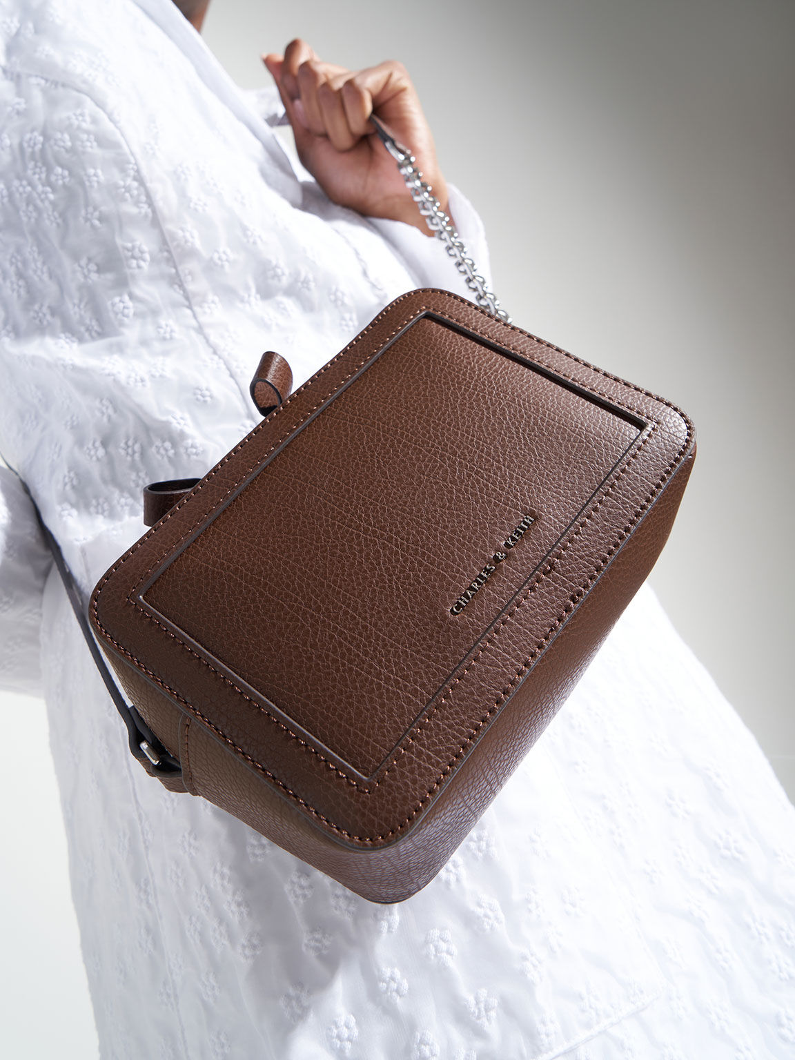 mouggan Collection: Two-Way Zip Box Bag - Dark Brown