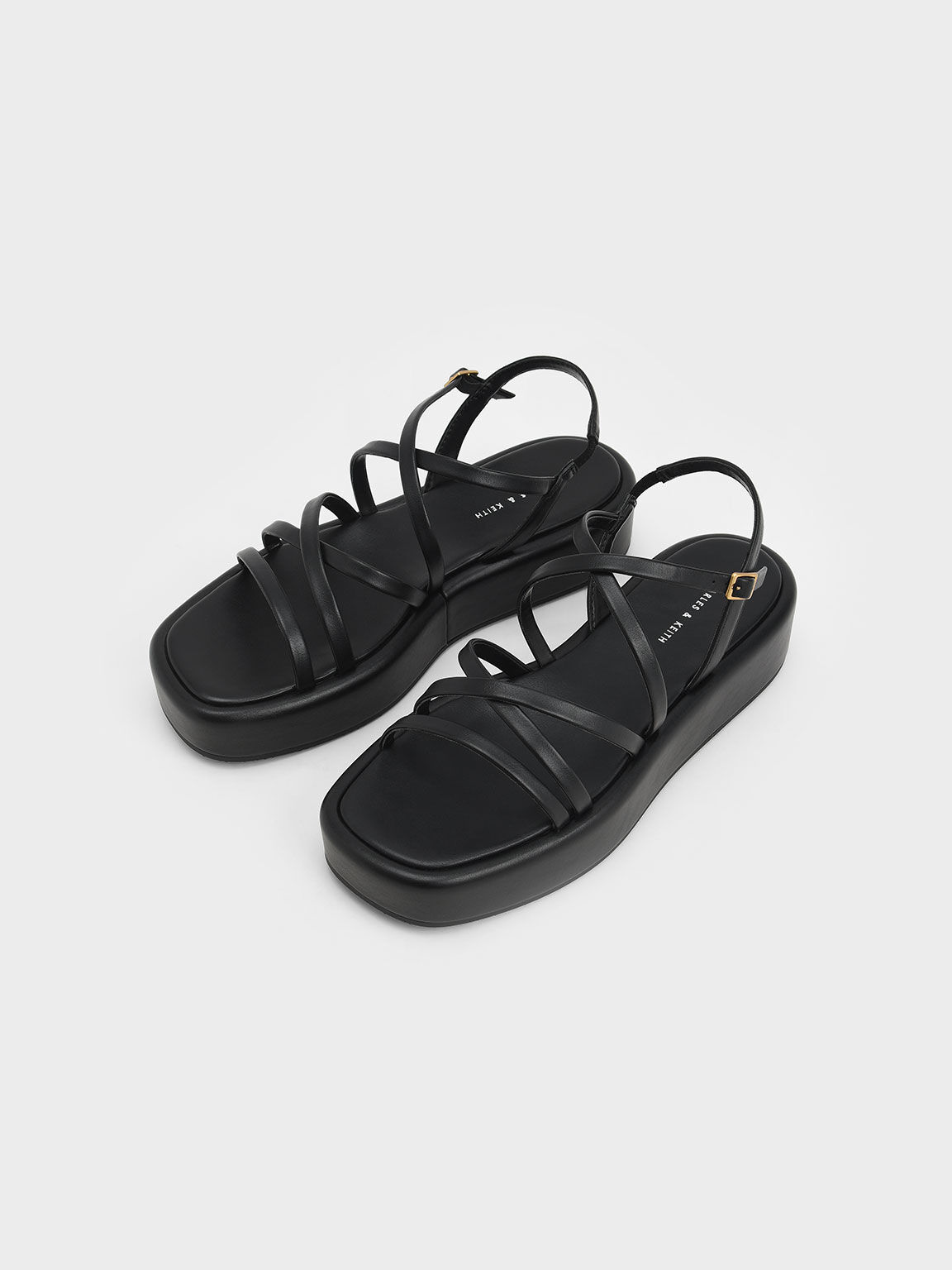 Strappy Padded Flatforms - Black