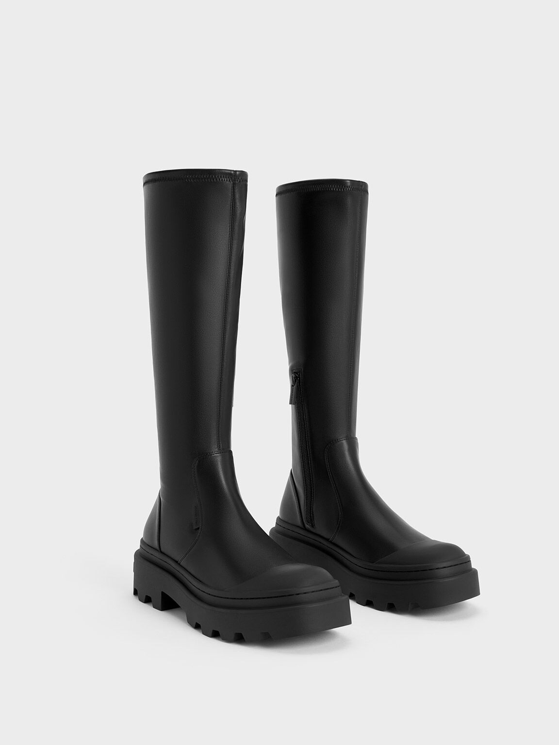 Black Indra Knee-High Boots - CHARLES & KEITH US