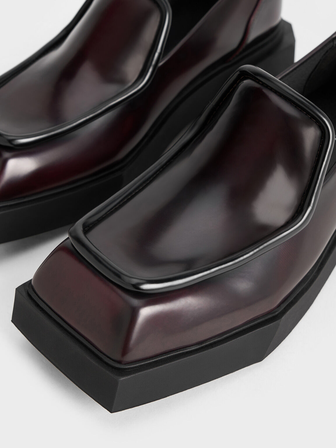 Lorde Geometric Square-Toe Loafers, Burgundy, hi-res