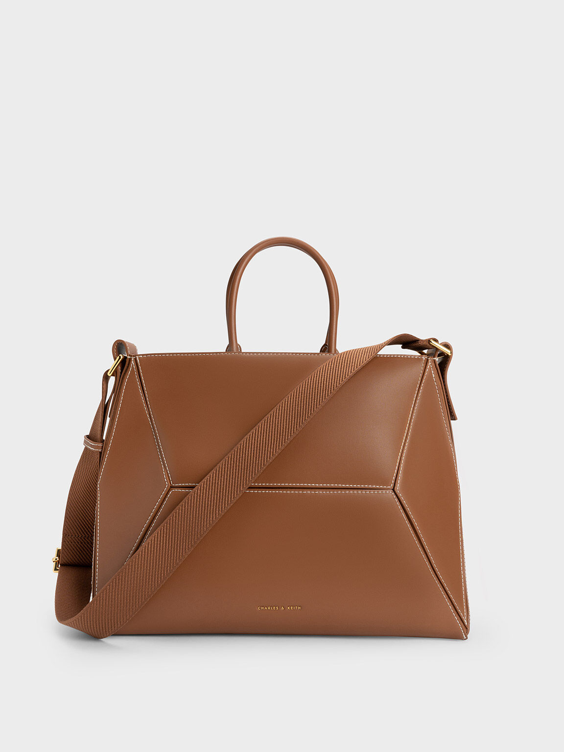 Chocolate Nasrin Geometric Tote Bag - CHARLES & KEITH US