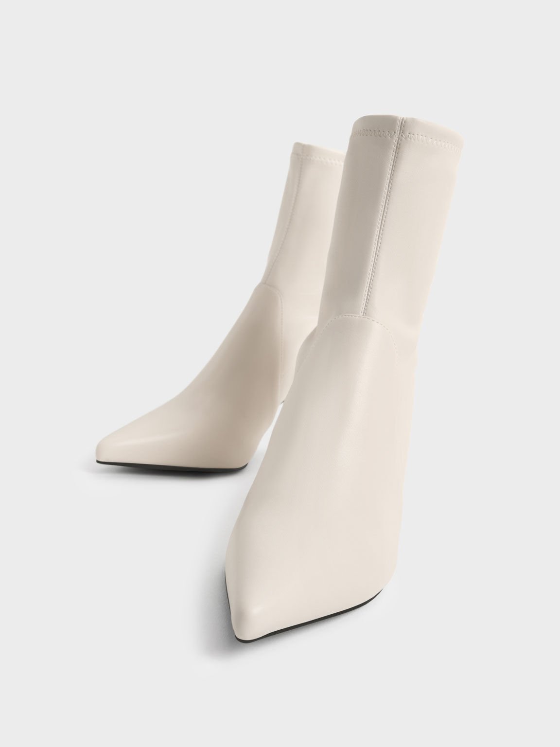Chalk Kitten Heel Ankle Boots - CHARLES & KEITH US