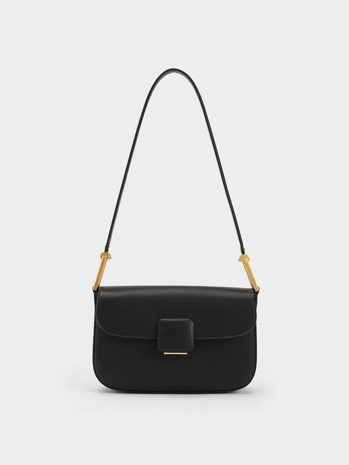 Koa Square Push-Lock Shoulder Bag - Black