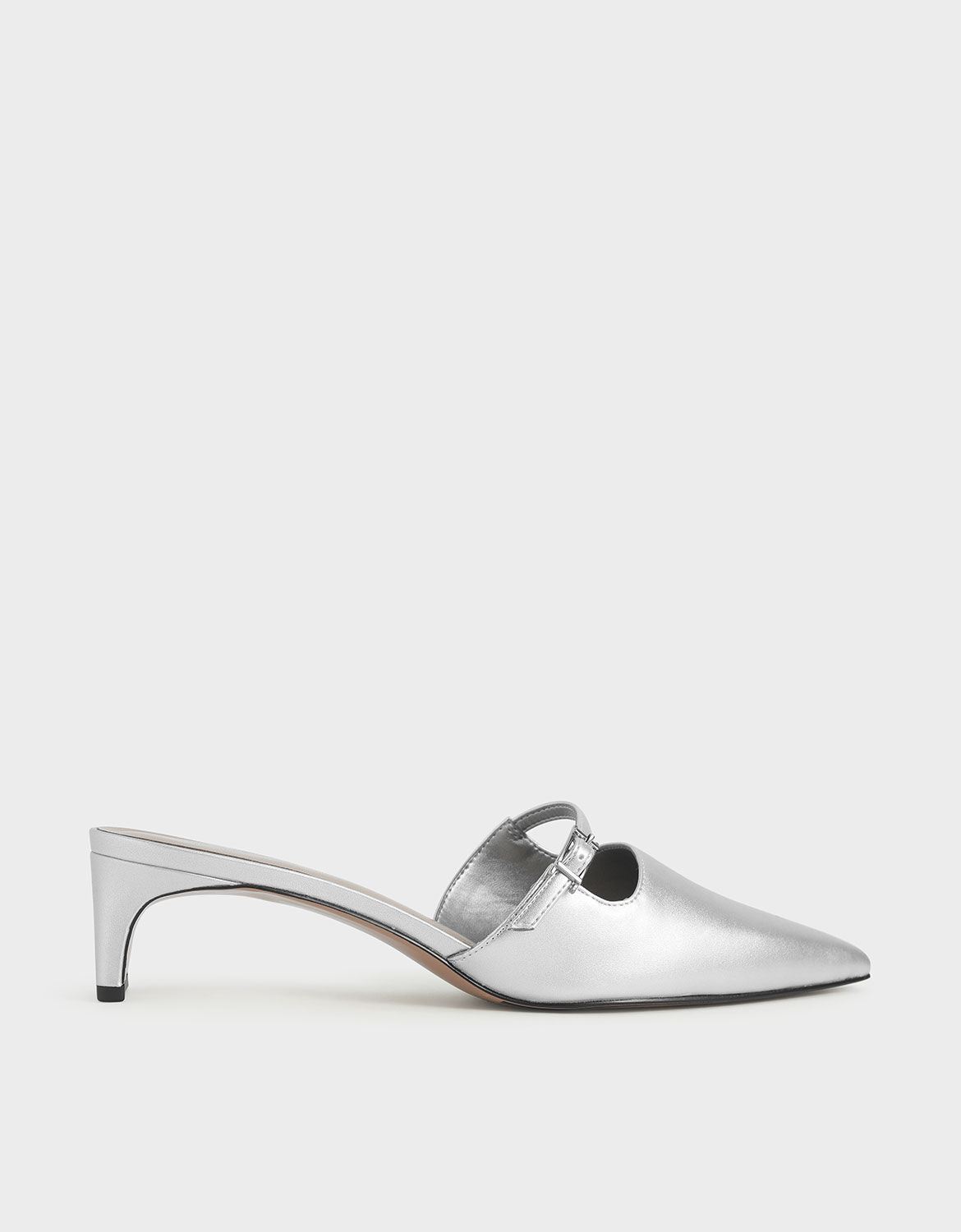 Silver Metallic Cut-Out Mules | CHARLES 
