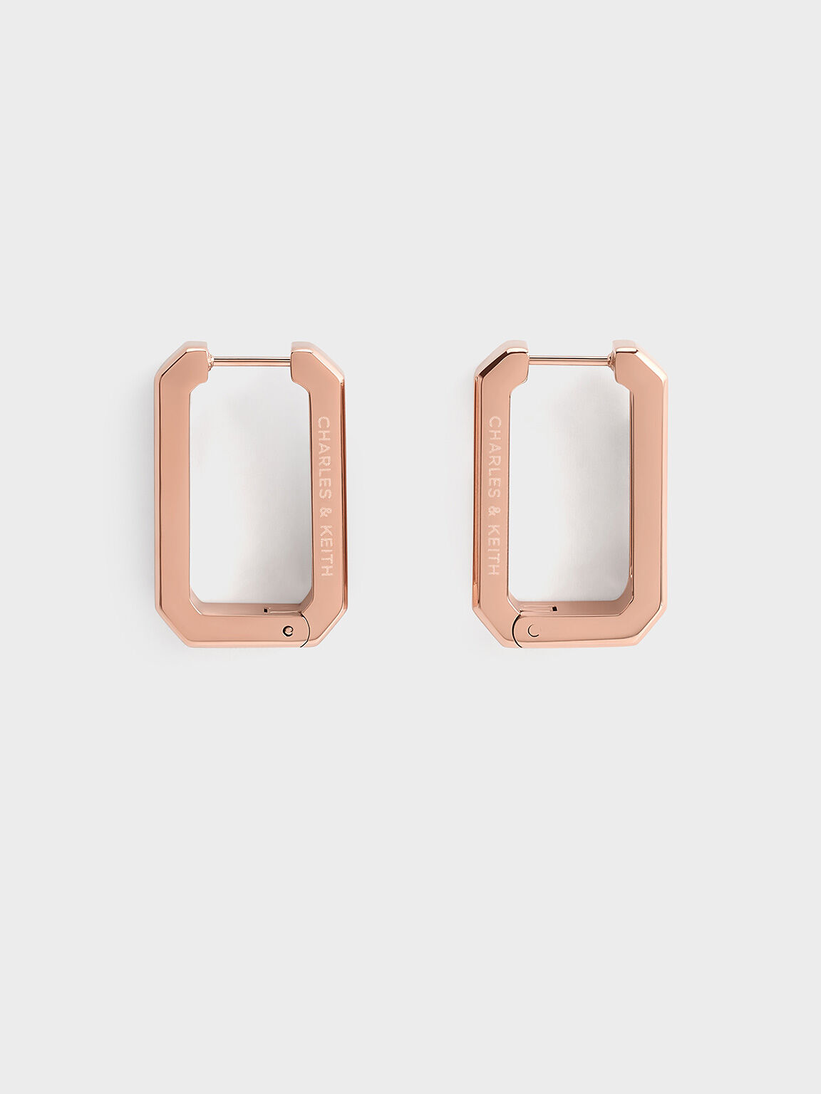 Keziah Rectangle Hoop Earrings, Rose Gold, hi-res