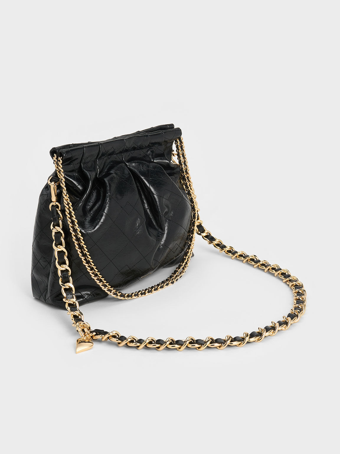 Bolso Hobo Duo De Doble Cadena, Negro, hi-res