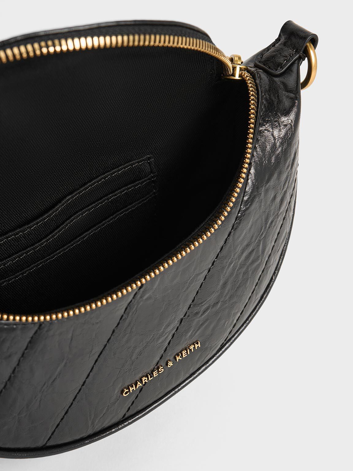 Philomena Half-Moon Crossbody Bag, Black, hi-res