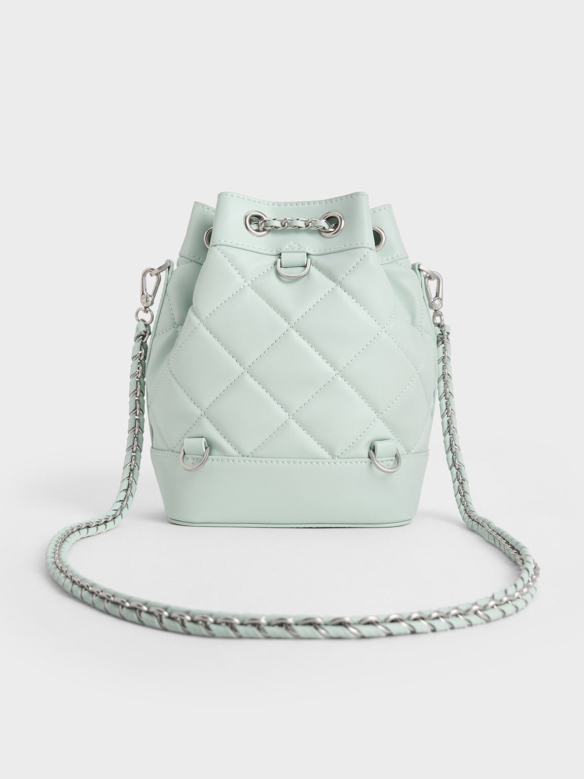 Quilted Two-Way Bucket Bag - Sage Green