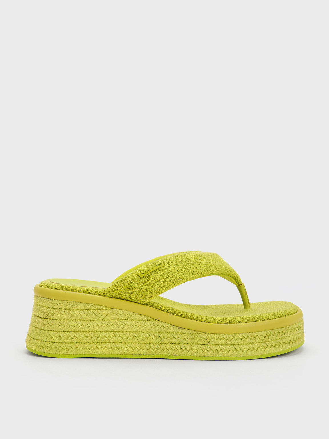 Woven Espadrille Thong Sandals, Lime, hi-res