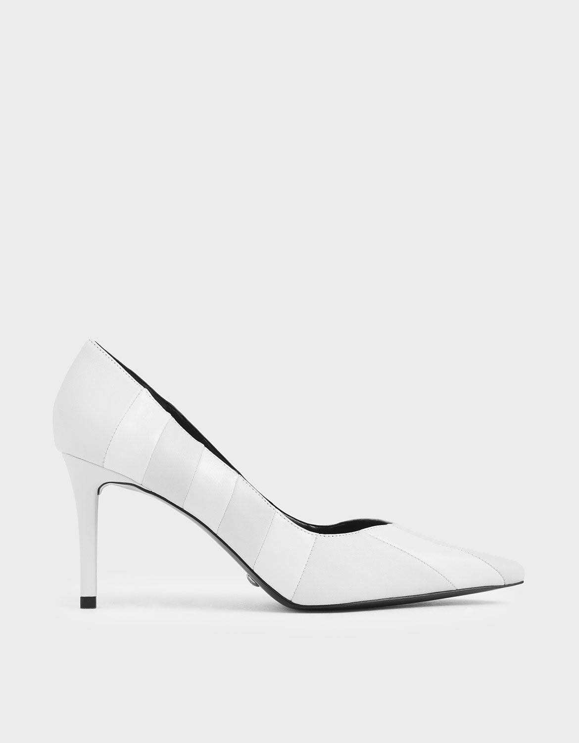 White Leather Pointed Toe Pumps 