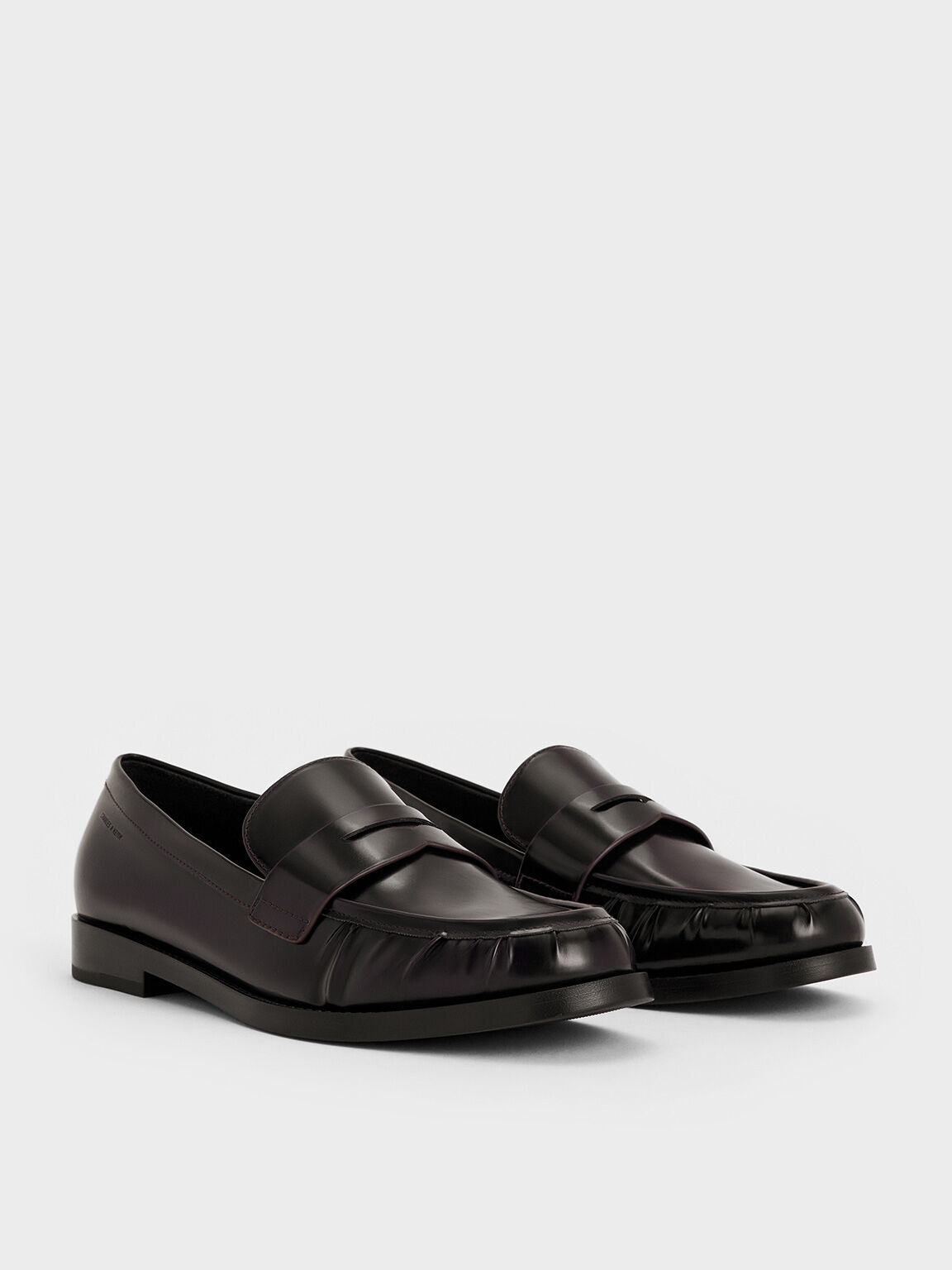 Ruched Penny Loafers, Burgundy, hi-res