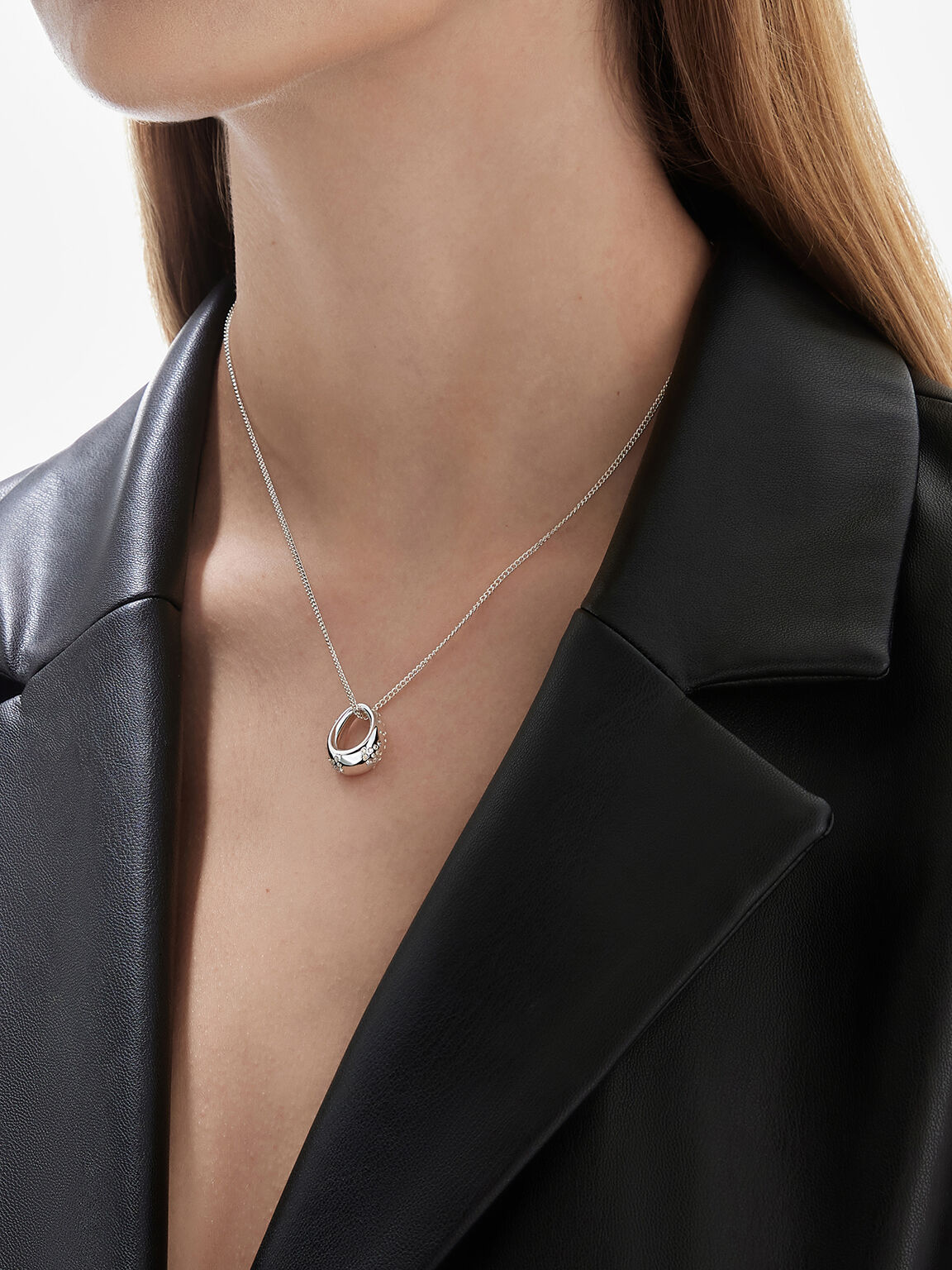 Reverie Crystal Teardrop Necklace, Silver, hi-res