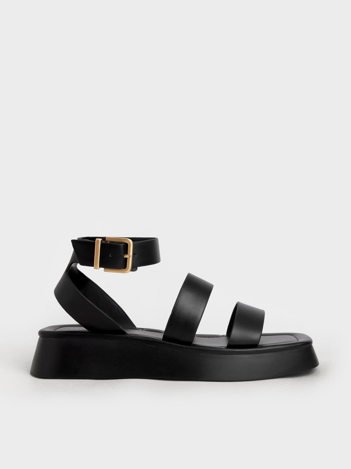 square toe sandal / black